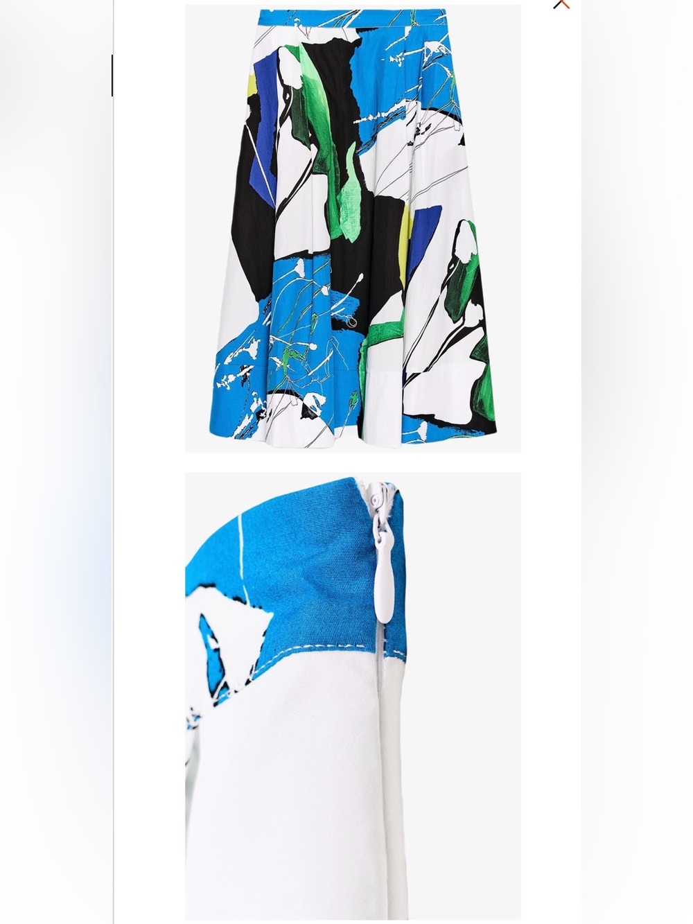 Zara Midi Pleated Printed Skirt Cotton Abstract artsy Skirt , size M - Picture 4 of 14